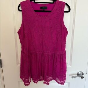 Lane Bryant Pink Sleeveless Lace Blouse